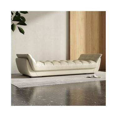 Imagem de KEG801302 Banqueta moderna para cama, quarto, sofá, sala de estar, cabeceira, banco longo, sofá-cama, sofá de couro de alta qualidade decorativo (branco, grande)