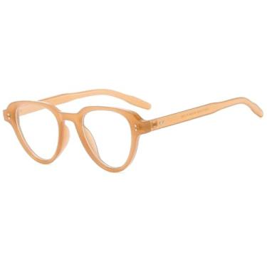 Imagem de HPIRME Óculos Mi Nail de armação pequena, estilo retrô oval, para fotografia de rua (marrom transparente)