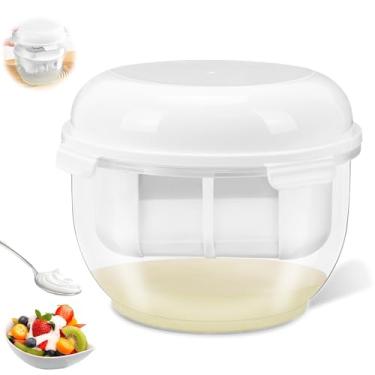 Imagem de Branco, Coador de Iogurte, Separador de Soro de Leite, com Peneira de Malha Ultrafina, Criador de Iogurte Grego com Coador