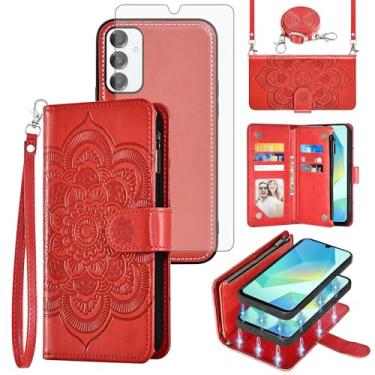 Imagem de Asuwish Capa de celular para Samsung Galaxy A16 5G/4G carteira com zíper destacável com protetor de tela de vidro temperado alça transversal flor flip porta-cartão A 16 16A SM-A166U mulheres homens