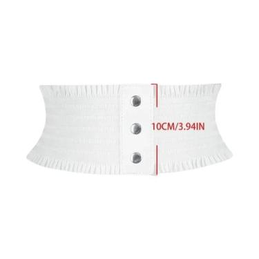 Imagem de Cintura Larga Elegante Com Três Fivelas E Ruffles Para Vestido Feminin