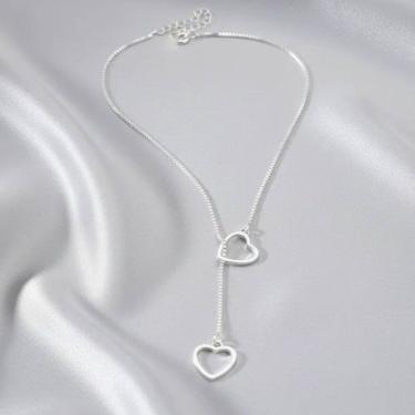 Imagem de Colar prata 925 gravata coração vazado Corrente Veneziana Fabro Saints