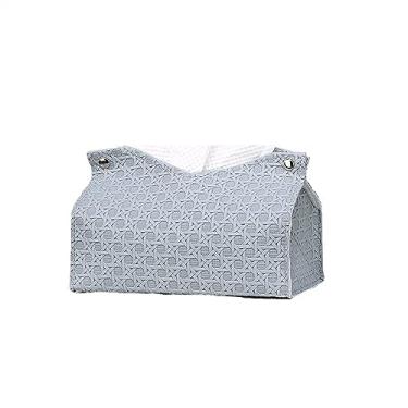 Imagem de Caixa de lenços de couro PU prática para sala de estar, mesa de chá, caixa de lenços de couro PU, cozinha, mesa, porta-guardanapos nórdicos, organizador de caixa de armazenamento doméstico (azul)