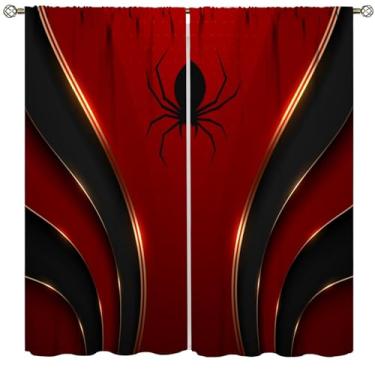 Imagem de DDCBNS Cortinas blecaute aranha para meninos adolescentes, tratamentos de janela de Halloween para crianças, quarto, sala de estar, sala de jogos, conjunto de 2 painéis, tamanho total 106 x 113 cm