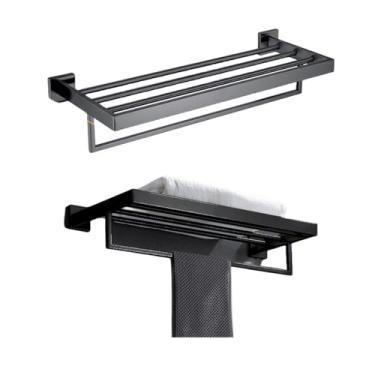 Imagem de Conjunto de ferragens de banheiro, acessórios de banheiro, gancho de roupão preto, toalheiro, barra, prateleira, suporte de papel de tecido, suporte de escova de dentes, 005FB