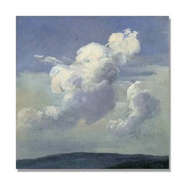 Imagem de NHLDZYH J.C. Dahl Reprodução de arte famosa, arte em tela de paisagem romântica nórdica, decoração de parede elegante para sala de estar e escritório. (Estudo na nuvem). 40 x 40 cm-15,7 x 15,7 pol