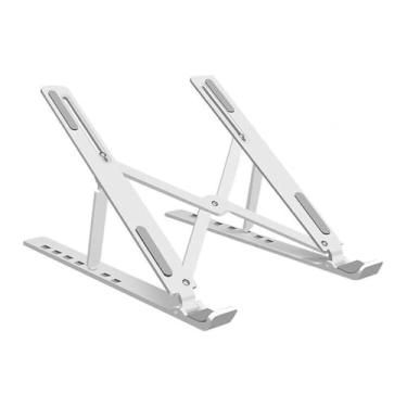 Imagem de Suporte ajustável para laptop de 7 alturas, suporte de notebook ergonômico dobrável branco, suporte de alumínio leve para escritório em casa e estudo