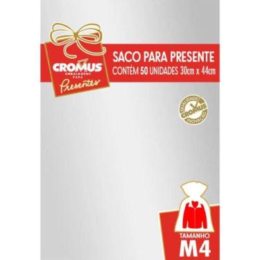 Imagem de Kit Saco de Presente Metalizado com 50 Unidades 30X44cm - Cromus - PRA