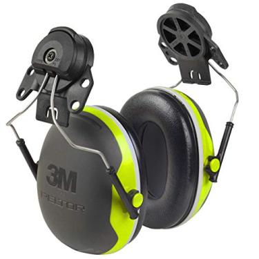Imagem de 3M Protetores auriculares PELTOR de proteção auditiva, série X X4P3E, chapéu rígido estilo boné, proteção contra ruído NRR 25 dB, pacote com 1, elétrico, montagem, lixamento, preto/verde