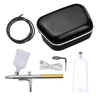 Imagem de Kit de Aerógrafo Multifuncional com Compressor Portátil Ação Dupla 18PSI USB Powered 2 copos tinta para Pintura Artesanato Modelagem Colorir Arte Unha