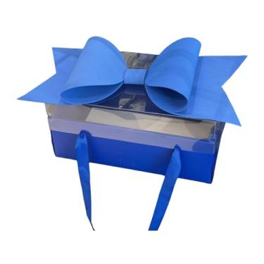 Imagem de UGPLM Caixa de presente para o Dia dos Namorados com tampa transparente, recheável, para arranjos de flores de chocolate, ideal para lembrancinhas de festa, Azul