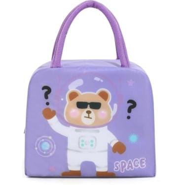 Imagem de Bolsa Térmica Marmita Lancheira Sacola Em Poliéster Com Ziper De Segurança Impermeável 7 Litros Cinza, Preta, Rosa, Azul e Vermelha Trabalho Academia Escola Passeio PREMIUM SYANG (Urso)