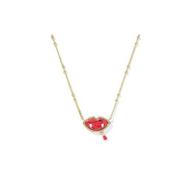 Imagem de Kendra Scott Colar feminino com pingente curto de vampiro ouro vermelho Kyocera opala tamanho único