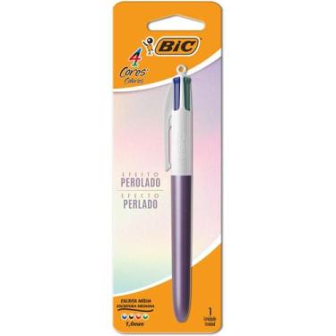 Imagem de Caneta Esferográfica BIC 4 Cores Perolado Roxo Blister