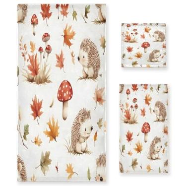 Imagem de xigua Conjunto de toalhas de banheiro de ouriço em aquarela absorvente macio 3 peças toalha de banho toalha de mão toalhas decorativas para banheiro, academia, hotel, praia, piscina