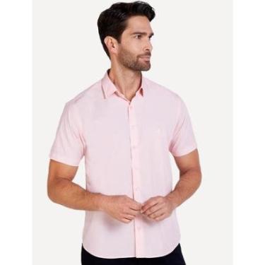 Imagem de Camisa Dudalina Masculina Manga Curta Slim Wrinkle Free Rosa Claro-Masculino