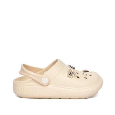 Imagem de Sandália Babuche Infantil Molekinha Pins Decorativos Creme-Feminino