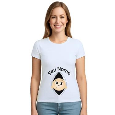Imagem de Camiseta Bebê Na Barriga Grávida Estampa Personalizada - Use P4, Branc