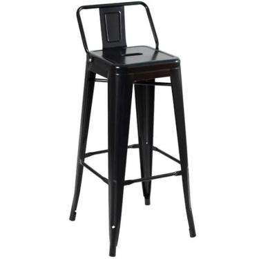Imagem de Banqueta Alta Industrial Preta em Aço 76cm Iron Tolix com Encosto