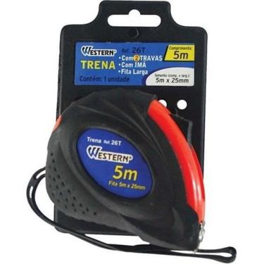 Imagem de Trena Emborrachada Western 5M X 25Mm Fita Larga Com Imã