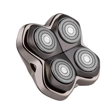 Imagem de Skull Shaver Baron PRO Lâmina de substituição de 4 cabeças - Lâmina de barbear para barbear molhado e seco - Design de cabeças rotativas - Aço inoxidável japonês - Compatível com barbeadores Pitbull