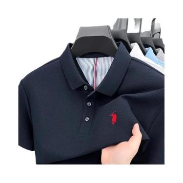 Imagem de Camisa Polo Masculina De Verão 100% Algodão Manga Curta Marca De Alto 