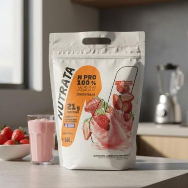 Imagem de Whey Protein Concentrado  Nutrata  900 g  Sabor Morango