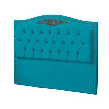 Imagem de Cabeceira Casal Queen Size Estofada Para Cama Box Maitê Veludo Cor Azul Claro