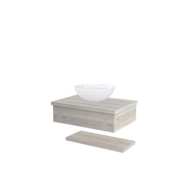 Imagem de Conjunto Bancada C-cuba R35 E Prateleira Metrópole 605 Preto ônix Snow