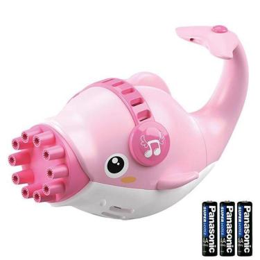 Imagem de Kit 1 Golfinho Bolha Sabão Criança Infantil+ 3 Pilha Rosa 8