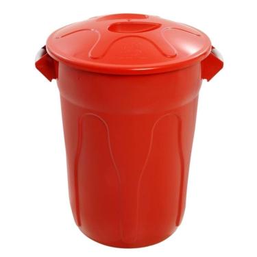 Imagem de Lixeira Plástico Vermelha com Tampa Sobreposta de 100 Litros Cr100v Jsn Cesto Plástico Vermelho