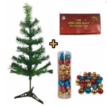 Imagem de Arvore de Natal Verde 60 cm de Altura com 24 Bolinhas Coloridas e Pisc
