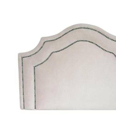 Imagem de Cabeceira Solteiro Cama Box Luxo Veludo Offwhite Dupla Tacha - Captonê