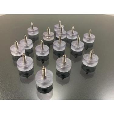 Imagem de Kit 50 Base De Silicone Transparente Pé Madeira Com Parafuso - Geoprot