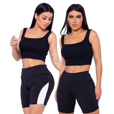 Imagem de Kit c/ 2 SHORTS LEG Legging REDINHA Cintura Alta Fitness Treino Casual Corrida Academia 1035-Feminino