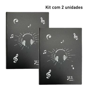 Imagem de Pasta Catálogo Tamanho A4 c/ estampa de música - 20 sacos plásticos (k