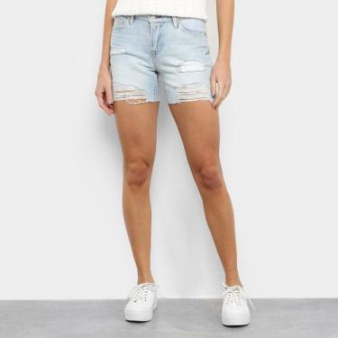 Imagem de Short Jeans GAP Cintura Média Destroyed Feminino, Azul, 27