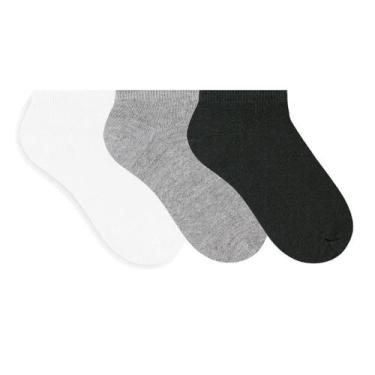 Imagem de Kit 3 Meia Sapatilha Unissex Selene Algodão Conforto 34-39, Branco, Pr