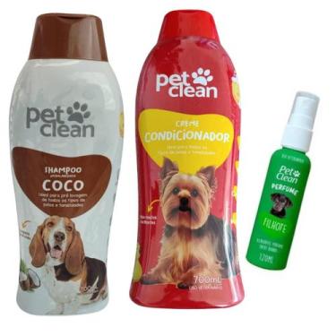 Imagem de Kit Banho PetClean Shampoo Coco + Condicionador + Perfume Cães Gato Ba