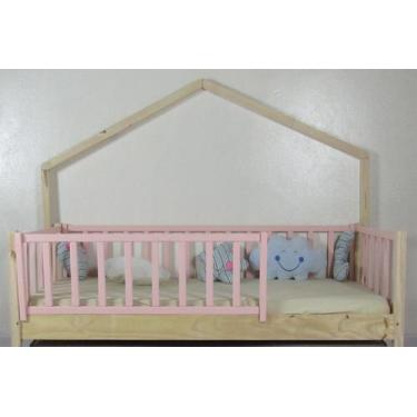 Imagem de Cama Montessoriana Solteirão Base Moldura Colorida Madeira Maciça Pinu