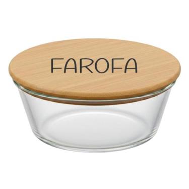 Imagem de Pote Hermético Redondo Vidro e Tampa de Bambu (930 ml) Farofa - Casa V