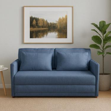 Imagem de Sofá-cama Casal 152cmx90cm Linho Charlie Azul