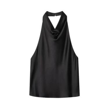 Imagem de Top Corset Feminino Halter De Cetim Sem Costas Amarelo Rosa Preto Eleg