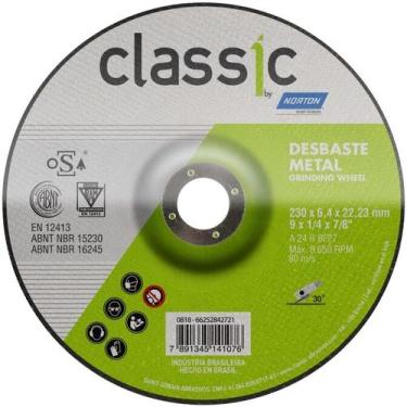 Imagem de Disco de Desbaste Metal 9 POL x 6,4 MM Furo 7/8 POL Classic NORTON