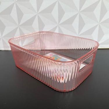 Imagem de Caixa organizadora organizador retangular multiuso de acrílico rosa pa