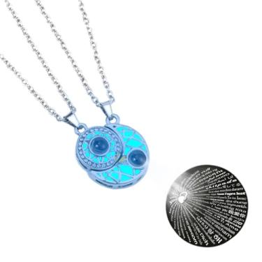 Imagem de ATLVXJL Conjunto de colar com pingente de quebra-cabeça de amizade BFF de aço inoxidável, 4 peças, com função luminosa, Small, Aço inoxidável, Zircão