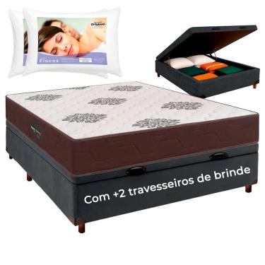 Imagem de Kit Cama Box Bau + Colchão Casal Inova D45 e 2 Travesseiros Ortobom