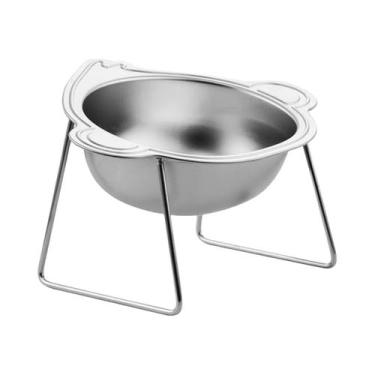 Imagem de Tigela Elevada De Aço Inoxidável Para Gatos Com Suporte, Comedouro Ant
