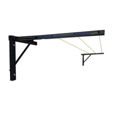 Imagem de Varal de parede reforçado retrátil 3fio 40cm preto ate 25kg cabo de aç