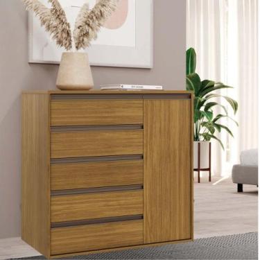 Imagem de Cômoda 5 Gavetas 1 Porta em MDF Select Belmax, Freijo